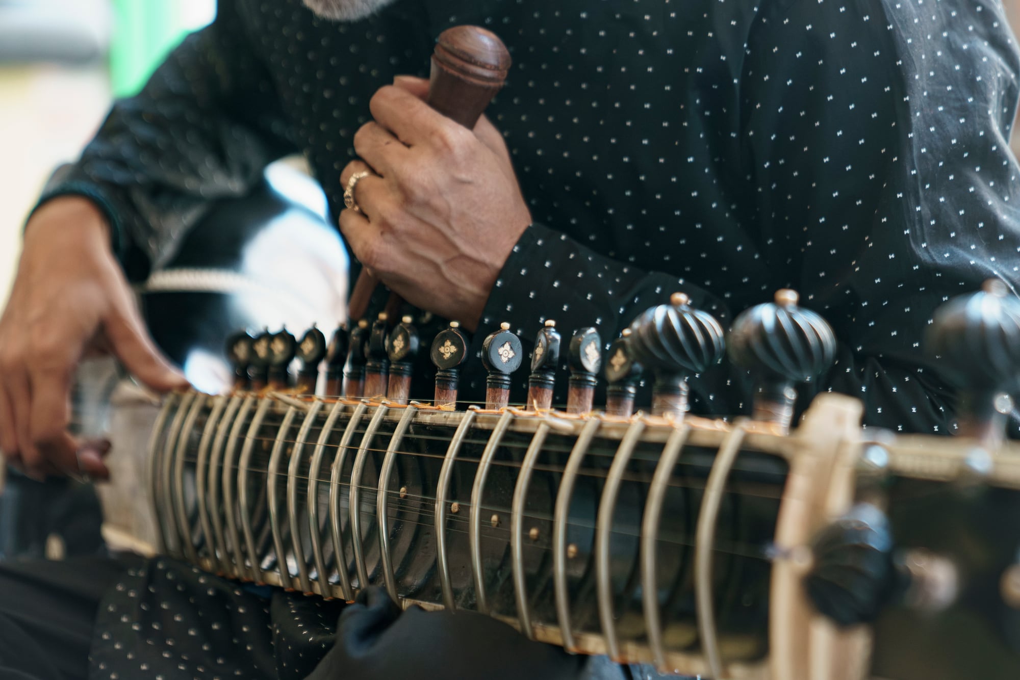 Abhik Mukherjee's hands on the sitar